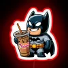 Iconic superhero powers up with coffee in vibrant RGB neon