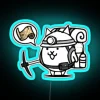 Neon battle cat logo wall art in vibrant multicolor design