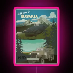 Bavaria 1945 Occupation Travel Poster RGB Neon Sign