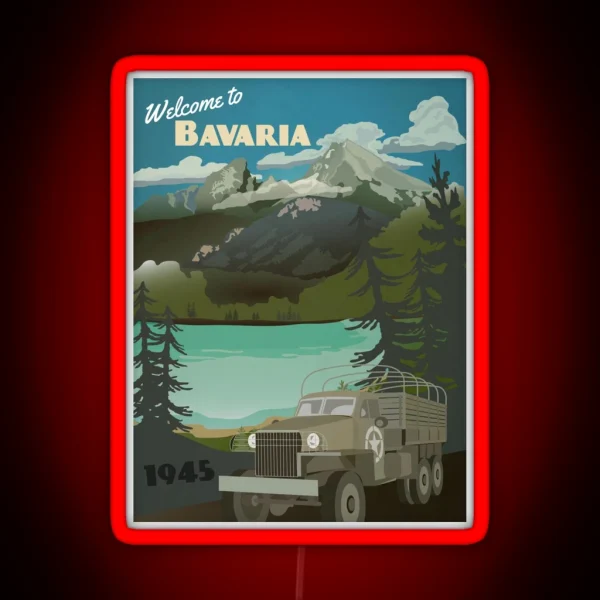 Bavaria 1945 Occupation Travel Poster RGB Neon Sign