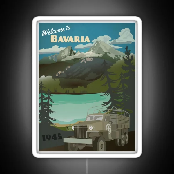 Bavaria 1945 Occupation Travel Poster RGB Neon Sign