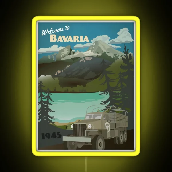 Bavaria 1945 Occupation Travel Poster RGB Neon Sign