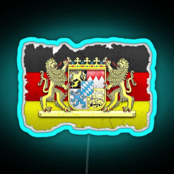 Bavaria Coat Of Arms Flag Carved In Stone RGB Neon Sign