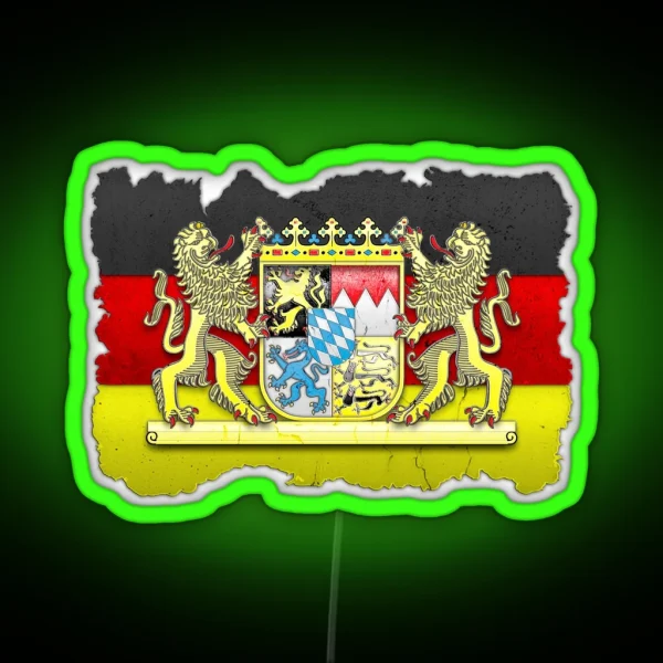 Bavaria Coat Of Arms Flag Carved In Stone RGB Neon Sign