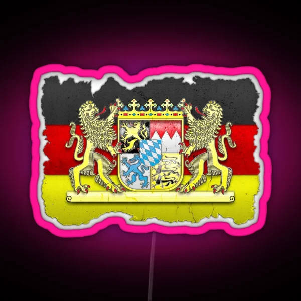 Bavaria Coat Of Arms Flag Carved In Stone RGB Neon Sign