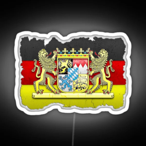 Bavaria Coat Of Arms Flag Carved In Stone RGB Neon Sign