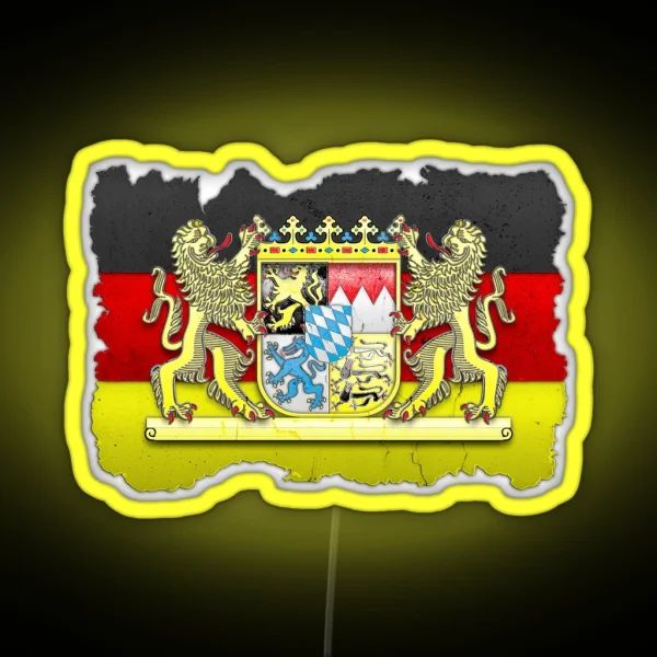 Bavaria Coat Of Arms Flag Carved In Stone RGB Neon Sign