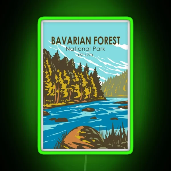 Bavarian Forest National Park Germany Vintage RGB Neon Sign