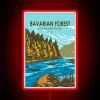 Authentic Bavarian Forest National Park Germany vintage style glow light sign