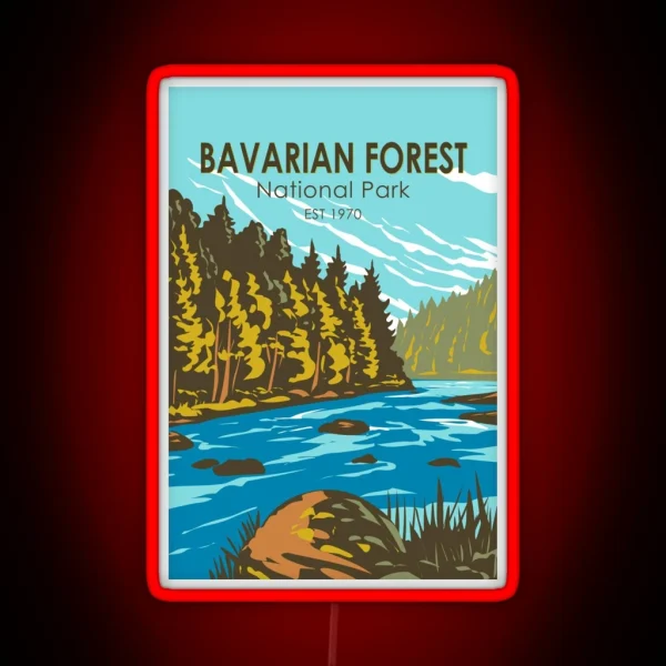 Bavarian Forest National Park Germany Vintage RGB Neon Sign