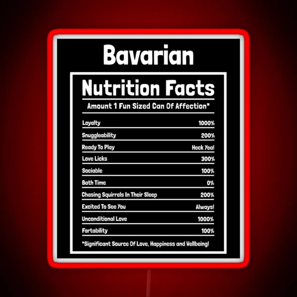 Bavarian Nutrition Facts Funny Dog Gift RGB Neon Sign