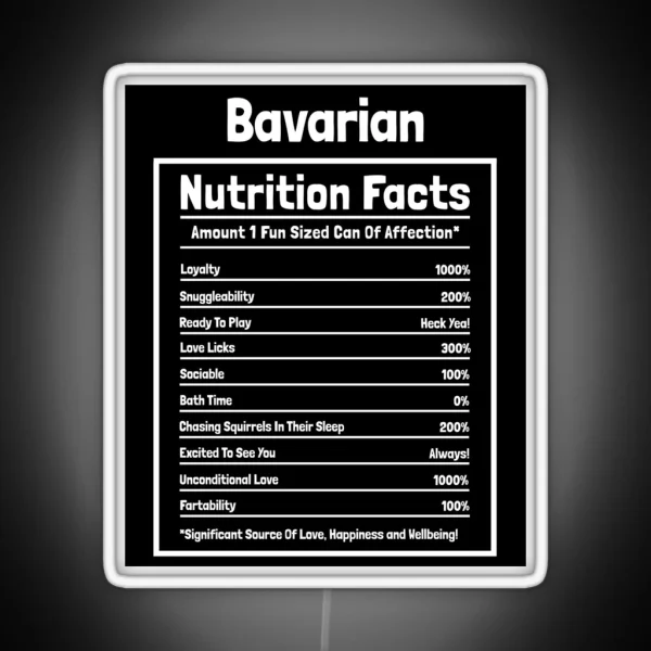 Bavarian Nutrition Facts Funny Dog Gift RGB Neon Sign