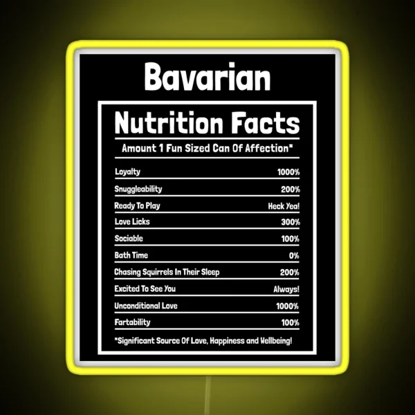 Bavarian Nutrition Facts Funny Dog Gift RGB Neon Sign