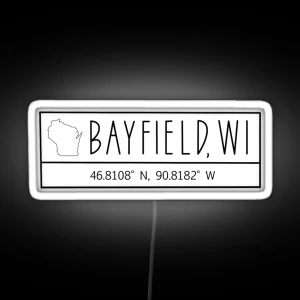 Bayfield Wisconsin Coordinates RGB Neon Sign