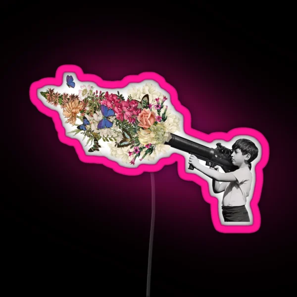 Bazooka Bouquet Street Art Graffiti Banksy Fan Art RGB Neon Sign