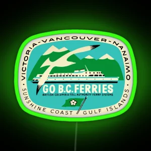 BC Ferries Victoria Vancouver Vintage Travel Decal RGB Neon Sign