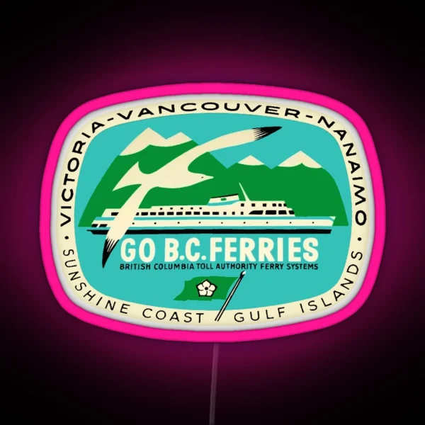 BC Ferries Victoria Vancouver Vintage Travel Decal RGB Neon Sign