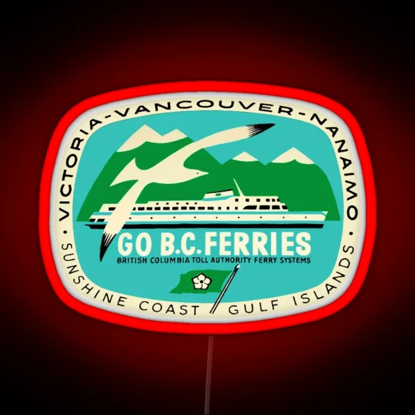 BC Ferries Victoria Vancouver Vintage Travel Decal RGB Neon Sign