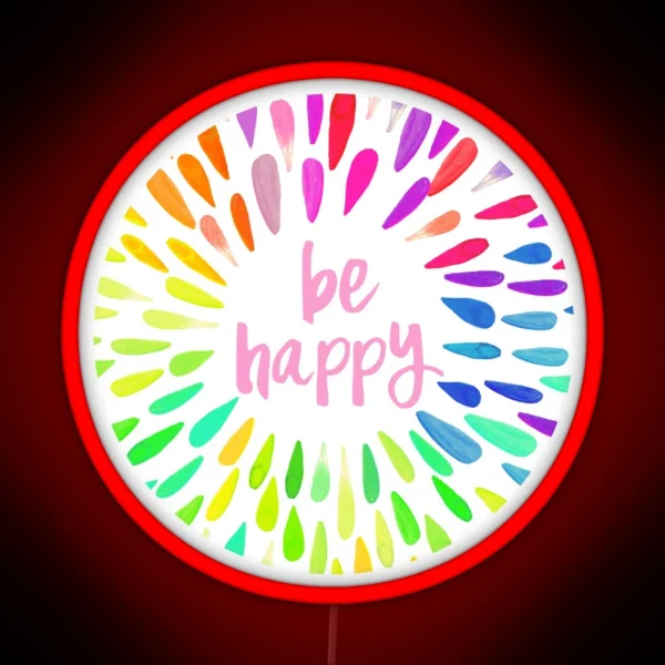 Be Happy Flower Petals RGB Neon Sign