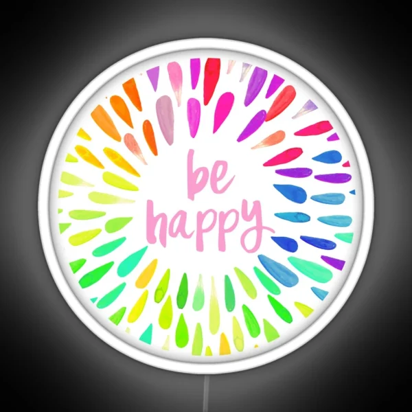 Be Happy Flower Petals RGB Neon Sign