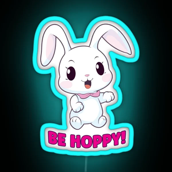 Be Hoppy Smiling Bunny RGB Neon Sign