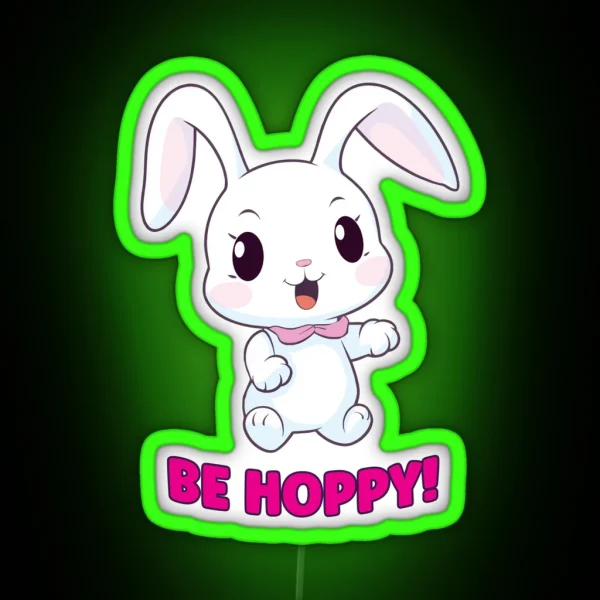 Be Hoppy Smiling Bunny RGB Neon Sign