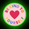 Vibrant Rainbow Neon Sign Promotes Mindful Self-Care and Inner Peace