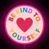 Vibrant rainbow heart self-care inspiration with soft RGB neon glow