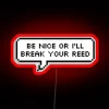 Warning sign with bold neon light for office decor