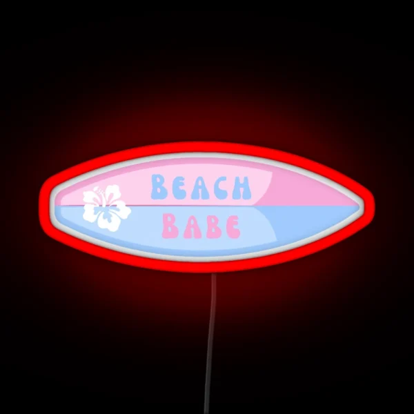 Beach Babe Surf Board Coconut Girl Aesthetic RGB Neon Sign