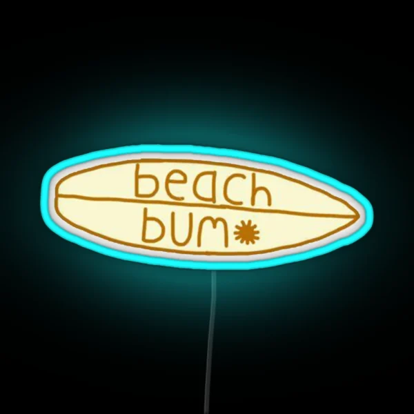 Beach Bum Surf Board RGB Neon Sign