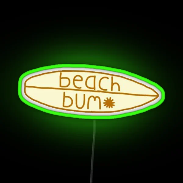 Beach Bum Surf Board RGB Neon Sign