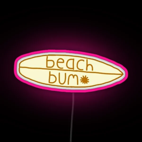 Beach Bum Surf Board RGB Neon Sign