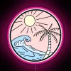 Vibrant colorful beach RGB neon light display signs illuminated decorations