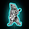 Neon bear guitar music decor for bedroom or office walls