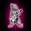 Glow-in-the-Dark Bear Playing Electric Guitar Neon Light Decor Accent Wall Sign.