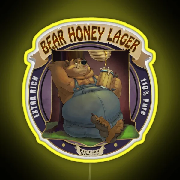 Bear Honey Lager RGB Neon Sign