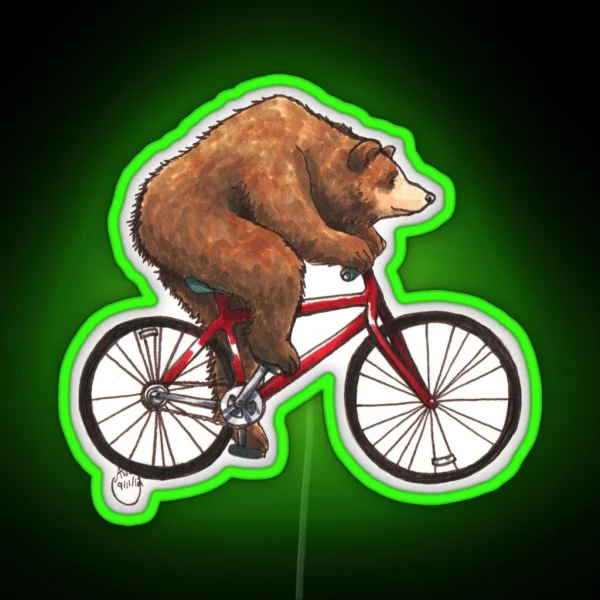 Bear On A Bike RGB Neon Sign