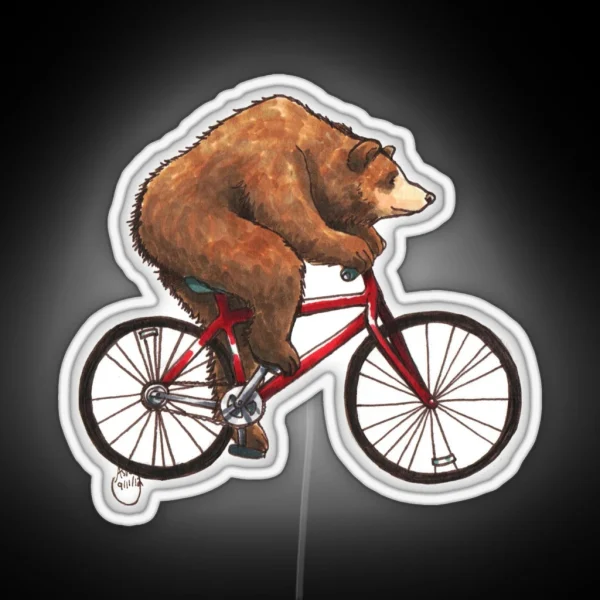 Bear On A Bike RGB Neon Sign