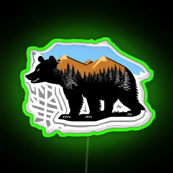 Bear Snowy Mountain Range RGB Neon Sign