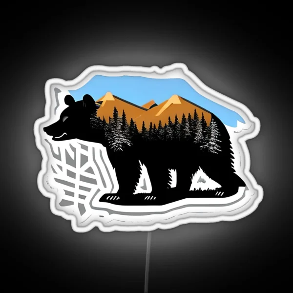 Bear Snowy Mountain Range RGB Neon Sign