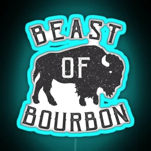 Beast Of Bourbon Whiskey Buffalo Bison RGB Neon Sign