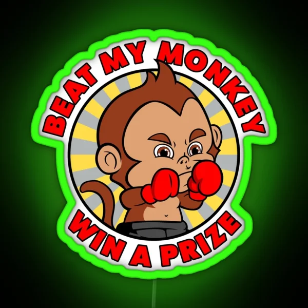 Beat My Monkey Win A Prize RGB Neon Sign