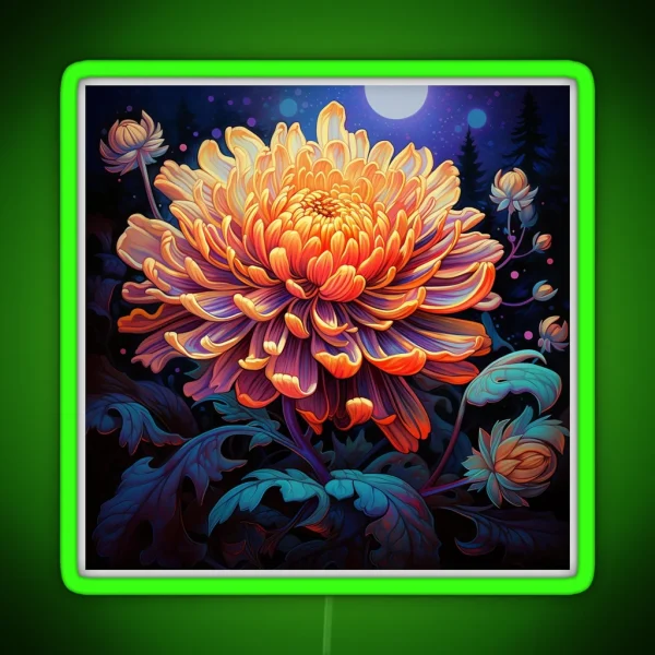Beautiful Chrysanthemum Flower RGB Neon Sign