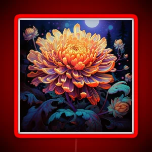 Beautiful Chrysanthemum Flower RGB Neon Sign