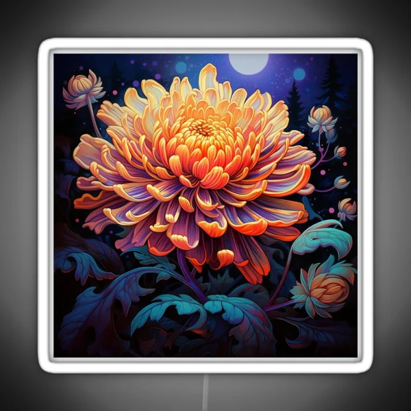 Beautiful Chrysanthemum Flower RGB Neon Sign