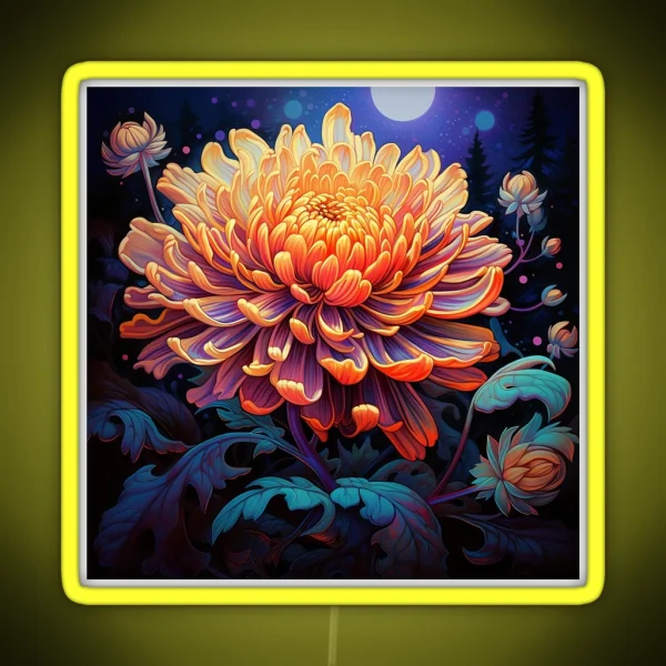 Beautiful Chrysanthemum Flower RGB Neon Sign