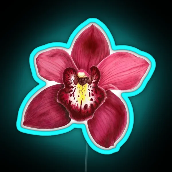 Beautiful Dark Red Orchid Blossom RGB Neon Sign