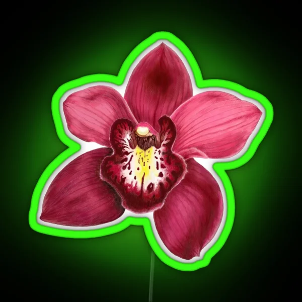 Beautiful Dark Red Orchid Blossom RGB Neon Sign