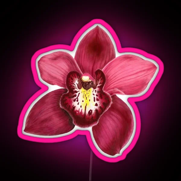 Beautiful Dark Red Orchid Blossom RGB Neon Sign